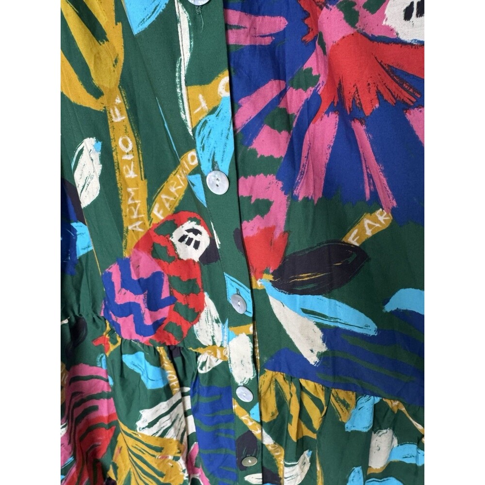 Farm Rio Tropical Cotton Tiered Button Front Maxi Dress L NWOT - Picture 10 of 12